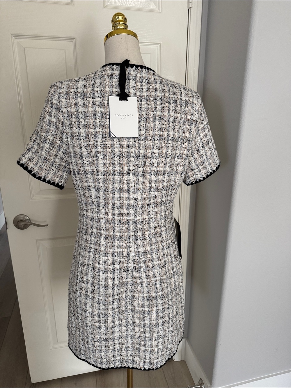 Pomander Place Black & White Tweed Mini Dress - Size Medium - Picture 7 of 10